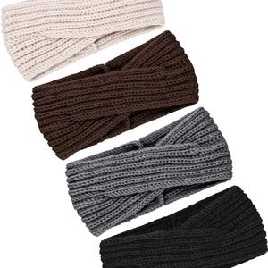 four pack of neutral colored headbands